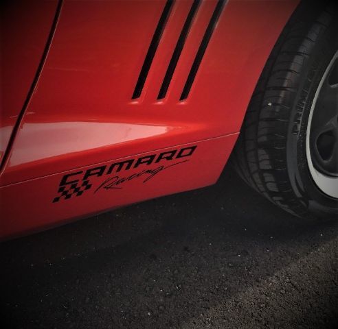 (2)CAMARO RACING Vinyl Decal Window Sticker Rocker Panel LS LT RS SS ZL1
