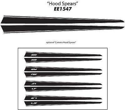 Dual Spears Hood Stripes Vinyl Decal Set for Chevrolet Camaro 2010-15