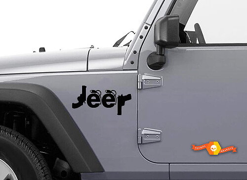 Guns & Grenades Style Jeep Logo Vinyl Decal Set for Jeep Cars