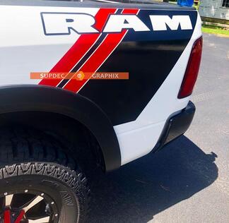 Dodge Ram Rebel Grunge Logo Truck Vinyl Decal Side Bed Graphic Red Mopar Stripes