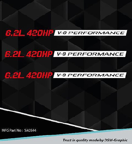 New 6.2l Performance Hood Decal Sticker Emblem Chevy Camaro Ss Rs Ls3 Sa0544
