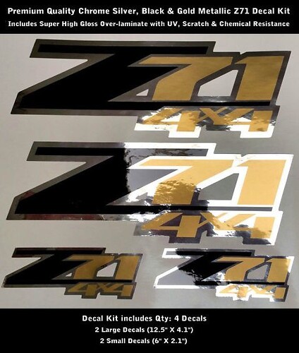 Z71 Sticker Decal Kit Chrome Black Gold Metallic Premium Quality 0092
