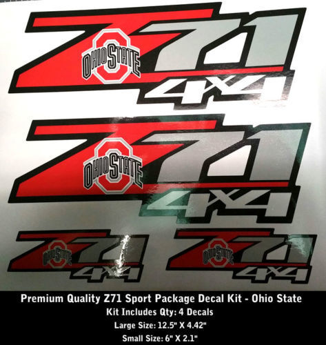 Z71 Stickers Decals SET OF 4 OSU Ohio State University Premium 0105
