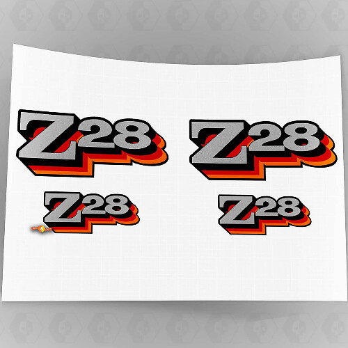 Z28 Camaro Sticker Decal Kit 2pcs Fender 1977 1978 Vintage Red Orange 5.3" X 2.1" 0151