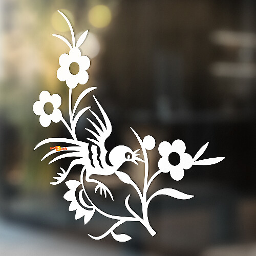Bird Among Flowers and Branches Universal Vinyl Decal Sticker