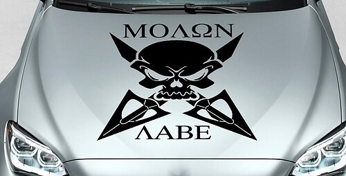 Molon Labe Skull Hood Vinyl Decal Sticker for Jeep Wrangler