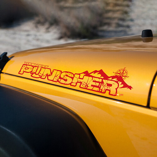 Pair Punisher with Compass Bonnet Vinyl Stickers Decals for Jeep Wrangler TJ JK YJ
