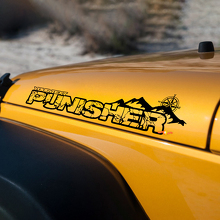 Pair Punisher with Compass Bonnet Vinyl Stickers Decals for Jeep Wrangler TJ JK YJ 3