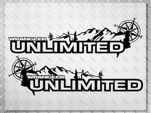 Pair Jeep Wrangler Unlimited Vinyl Hood Stickers Decals mountain compas
 2