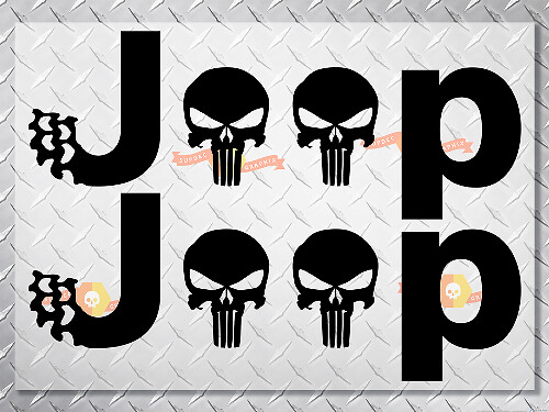 Jeep Logo Punisher Style Side Vinyl Decal Sticker for Jeep Wrangler