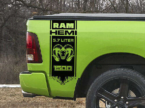 5.7L Hemi 4x4 Bed Side Stripes Vinyl Decals Kit for Dodge Ram 1500