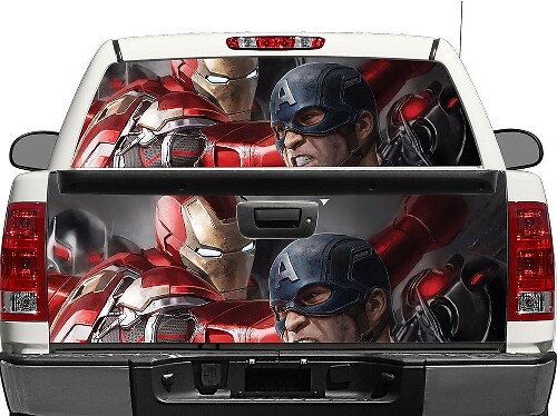 Iron Man and Captain America Inspired Rear Window or Tailgate Decal for Pickup Truck SUV