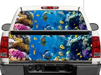 Tropical Fish Underwater sea ocean sealife Rear Window OR tailgate Decal Sticker Pick-up Truck SUV Car