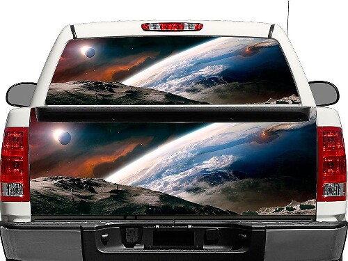 Outer Space Moon Earth Rear Window or Tailgate Vinyl Decal for Pick-up Truck SUVs