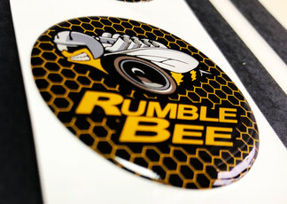 Start engine button Rumble Bee Dodge Domed Badge Emblem Resin Decal Sticker