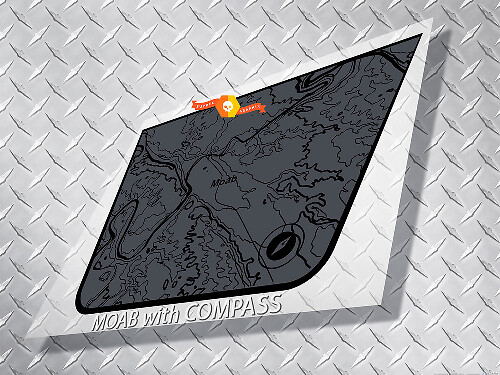 Moab Map with Compass Blackout Hood Vinyl Decal for Jeep Wrangler 