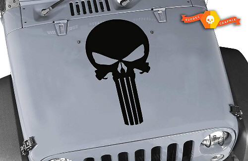 Punisher Skull Logo Hood Vinyl Decal for Jeep Wrangler 