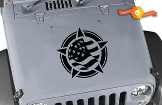 Jeep Wrangler TJ LJ JK Flag Star Vinyl Hood Decal Sticker Car Truck