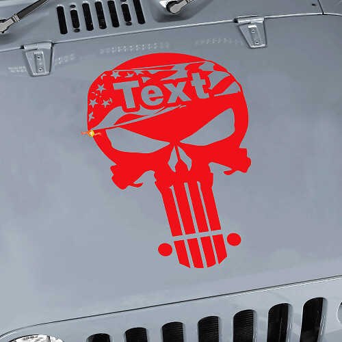 Punisher Skull USA Flag Custom Hood Vinyl Decal for Jeep Wrangler