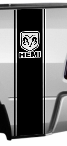 HEMI Logo Rear Side Stripe Vinyl Decal for Dodge Ram 1500 2500 3500