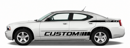 CUSTOM TEXT T/X Side Stripe Pair Rear Fender Rocker Panel Vinyl Decal Sticker for Dodge Charger 2006-2010