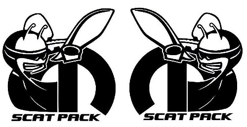 2 X Dodge Challenger Scat Pack 392 HEMI Shaker Hood Stickers Decal Emblem Scatpack
