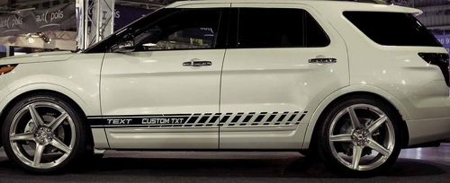 TEXT CUSTOM TXT Lower Door and Rocker Stripes Vinyl Decal Kit for Ford Explorer 2010 2011 2012 2013 2015 2016 2018
