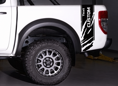 Text CUSTOM Claw Stripes Bedside Vinyl Decal Sticker for Ford Ranger