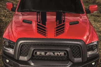 DODGE RAM 1500 HOOD twin stripes vinyl decal stickers custom hemi