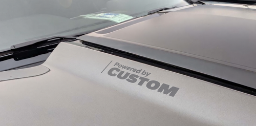 Powered By CUSTOM Hood Vinyl Decal Pair