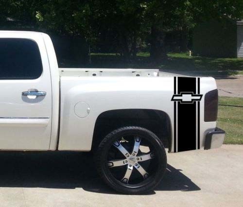 Custom Truck Chevrolet Bow Tie Bed Stripe Sticker Decal Set of (2) for Chevy Pickup 2024
