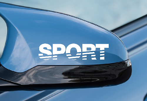 Sport Lettering Mirror Vynyl Decal Kit for Cars