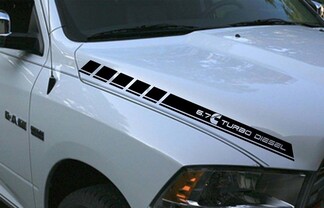 Dodge Ram 2 vinyl hood stripes 6.7L turbo diesel decals Hemi Mopar Graphics Rt Now