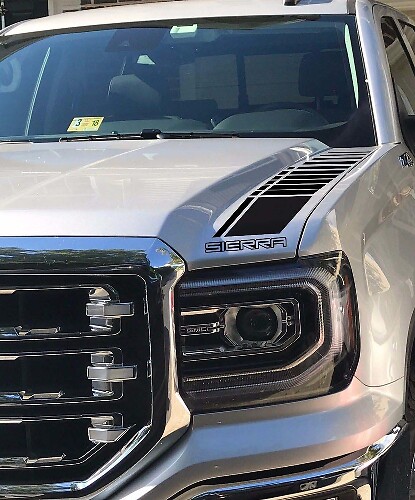 Checkered Hood Stripe Vinyl Decal Kit For GMC Sierra