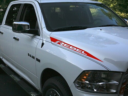 Rebel Hood Stripes Vinyl Decal Kit for Dodge Ram