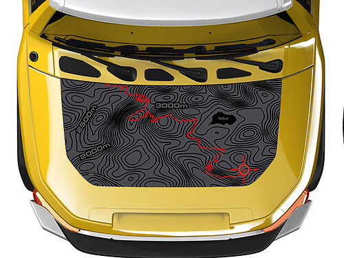 Topographic Map & Track Line Hood Vinyl Decal Sticker for Toyota FJ Cruiser