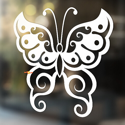 Butterfly Silhouette Swirls Wings Universal Vinyl Decal Sticker_1