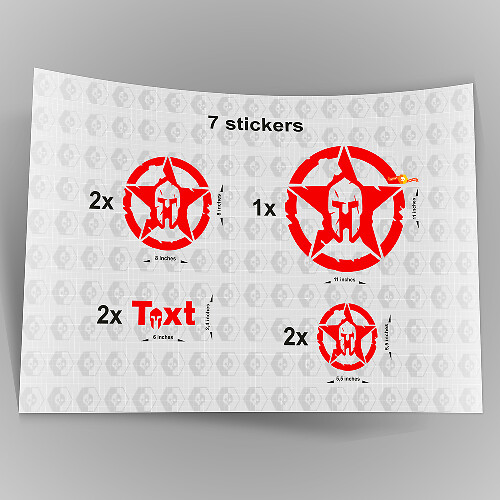 7x Jeep Spartan STAR Decal stickers hood door fender TJ JK CJ YJ JL rubicon