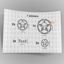 7x Jeep Punisher STAR Decal stickers hood door fender TJ JK CJ YJ JL rubicon 2