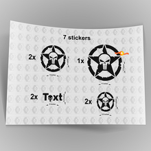 7x Jeep Punisher STAR Decal stickers hood door fender TJ JK CJ YJ JL rubicon 3