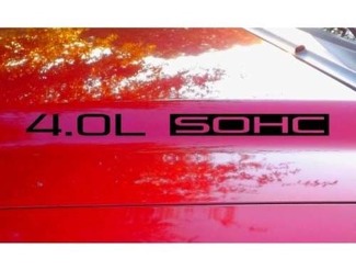 Hood Decal x2 4.0L SOHC V6 text sticker emblem logo 4.0 V1