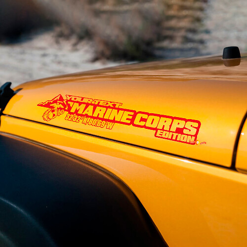 Custom Marine Corps Edition Side Hood Vinyl Decal Set for Jeep Wrangler