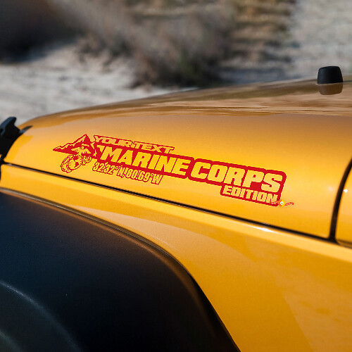 Side Hood Marine Corps USMC Sticker Decal Vinyl Graphic for Jeep Wrangler 27”x5