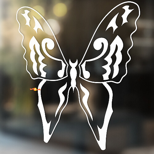 Butterfly Silhouette Outline Tribal-style Universal Vinyl Decal Sticker