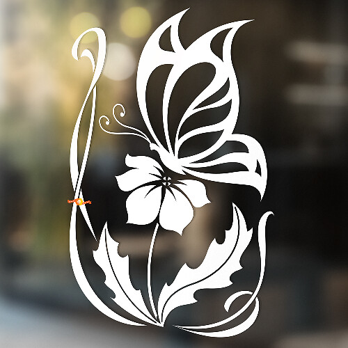Butterfly and Flower Universal Vinyl Decal Sticker