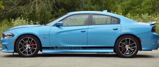 2X Dodge Charger MOPAR Rocker Panel decals Stripe Vinyl Graphics Kit 2011-2018