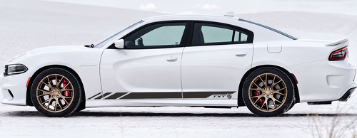 TXT Cat Head Triple Slant Rocker Stripe Pair Rocker Panel Vinyl Decal Sticker for Dodge Charger 2011-2017