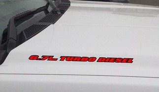 6.7L TURBO DIESEL Hood Vinyl Decal Sticker fits: Ford Powerstroke (Outline)