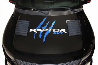 Vinyl Decal Raptor Hood Wrap for F-150 Raptor SVT 10-14 F150 WHITE + BLUE Tear
