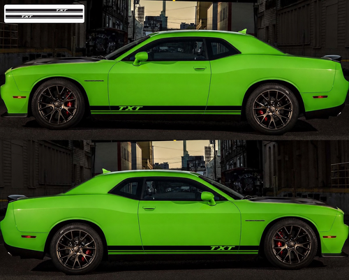 TXT Twin Rocker Stripe Pair Rocker Panel Vinyl Decal Sticker for Dodge Challenger 2009-2018